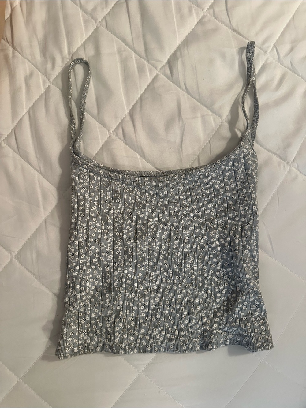 Brandy Melville Blue Floral Ribbed Cami Tank